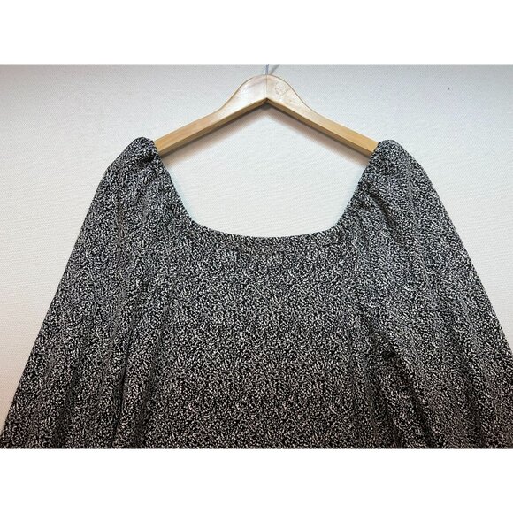 Loft Womens Cozy Square Neck Shift Dress Long Sleeve Size M Black White Speckled - Picture 11 of 12